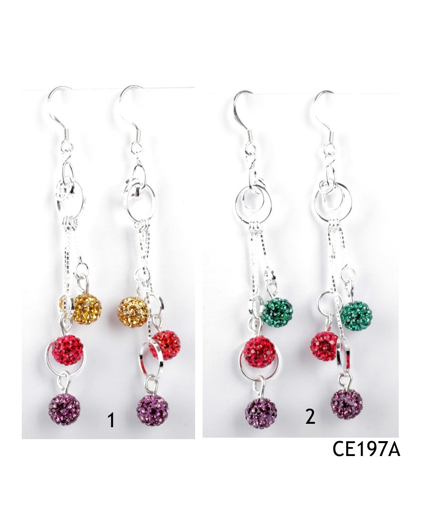 CE197, BALL EARRING WITH CHAIN