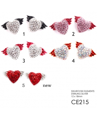 Crystal Earrings / CE215, FLYING HEART 12X18MM