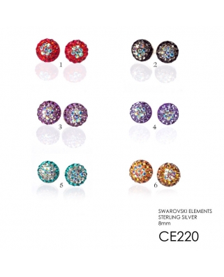 Crystal Earrings / CE220, 8MM HALF BALL