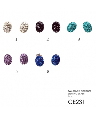 Crystal Earrings / CE231, OVAL HALF BALL 6MM