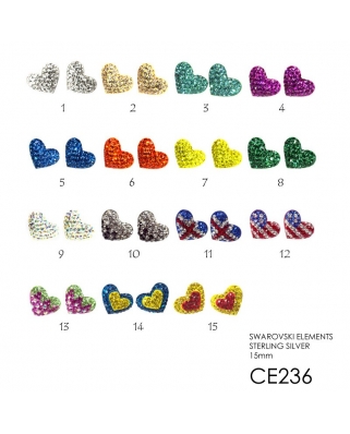 Crystal Earrings / CE236, 15MM HEART
