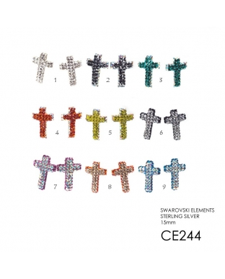 Crystal Earrings / CE244, 15MM CROSS