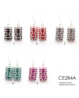 Crystal Earrings / CE284A, DOUBLE HAPPINESS SQUARE