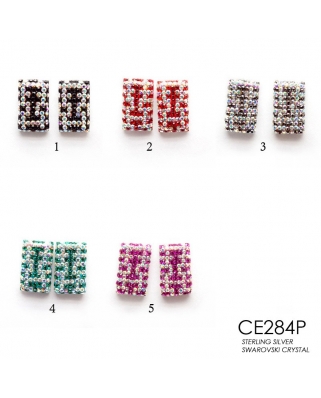 Crystal Earrings / CE284P, DOUBLE HAPPINESS SQUARE
