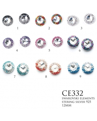 Crystal Earrings / CE332, ROUND DIAMOND 12MM