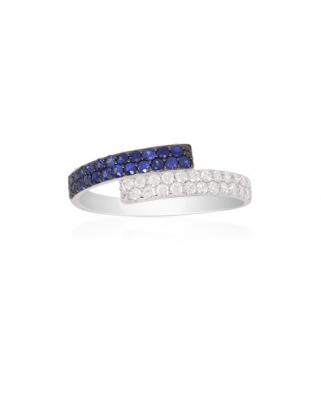 9K/375藍寶石 白色黃金鑽石鑲嵌戒指