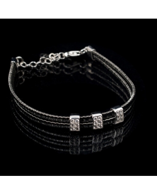 Silver with CZ Rhodium plated Bracelet