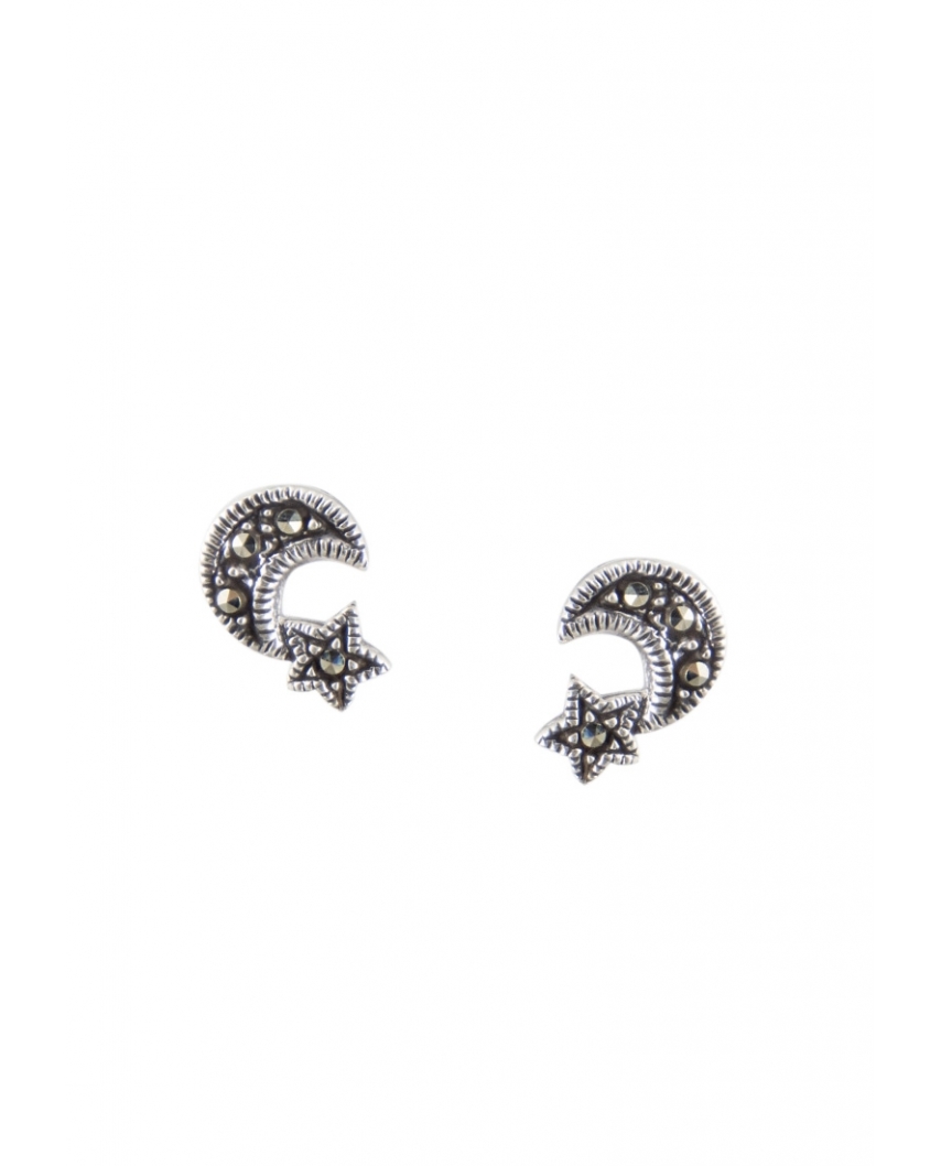 Sterling Silver Earring Star and Moon