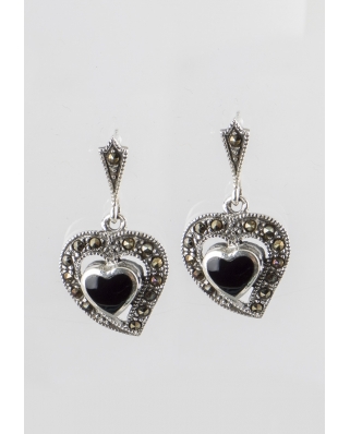 Sterling Silver Earring Double Heart