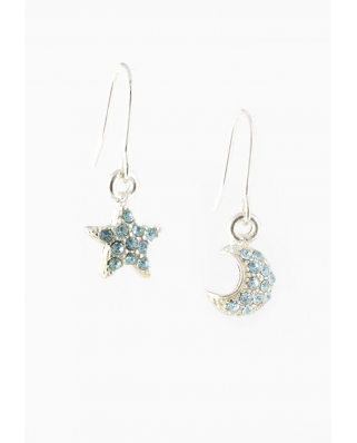 Moon and Star Sterling Silver Earring