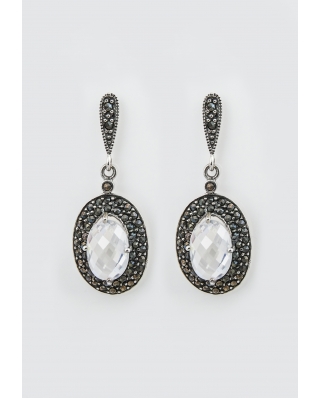 Drop Silver Earring with CZ