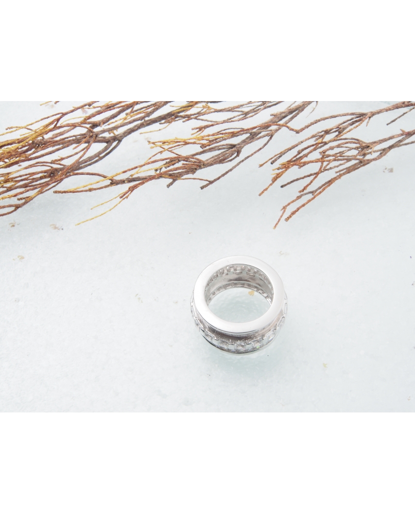 純銀立方氧化鋯石陶瓷戒指