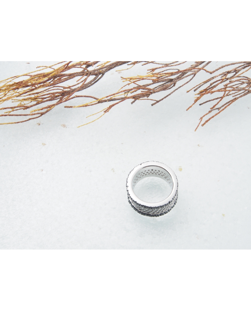 純銀立方氧化鋯石陶瓷戒指
